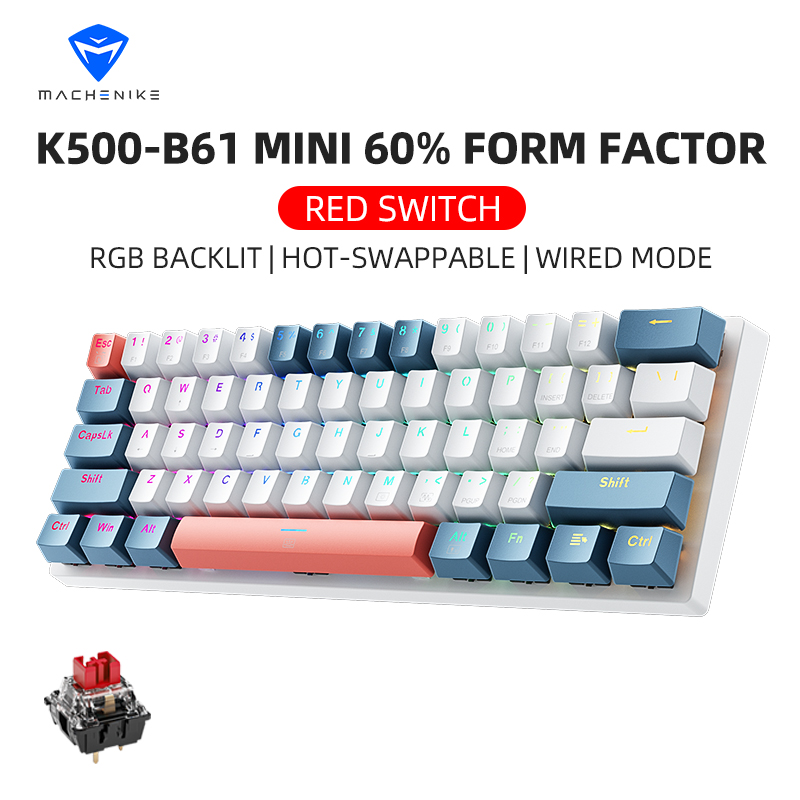 Keyboard Gaming Blue Switch - K500-B61 Machenike Mini clavier mécanique 60%