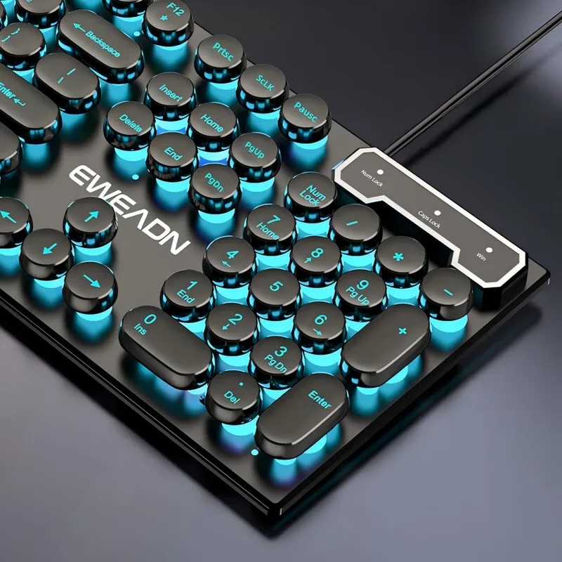 Gaming Keyboard Wireless - Ensemble clavier et souris rétro-punk à
