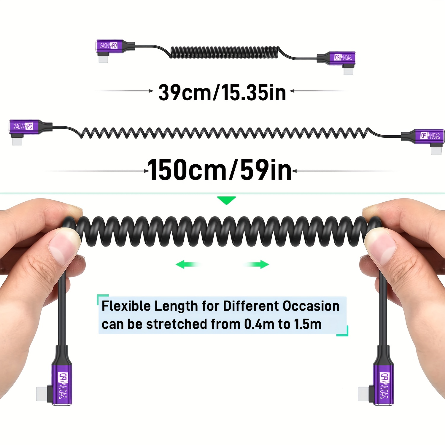 Câble USB-C vers USB-C enroula - Coiled Usb Cable avis et prix