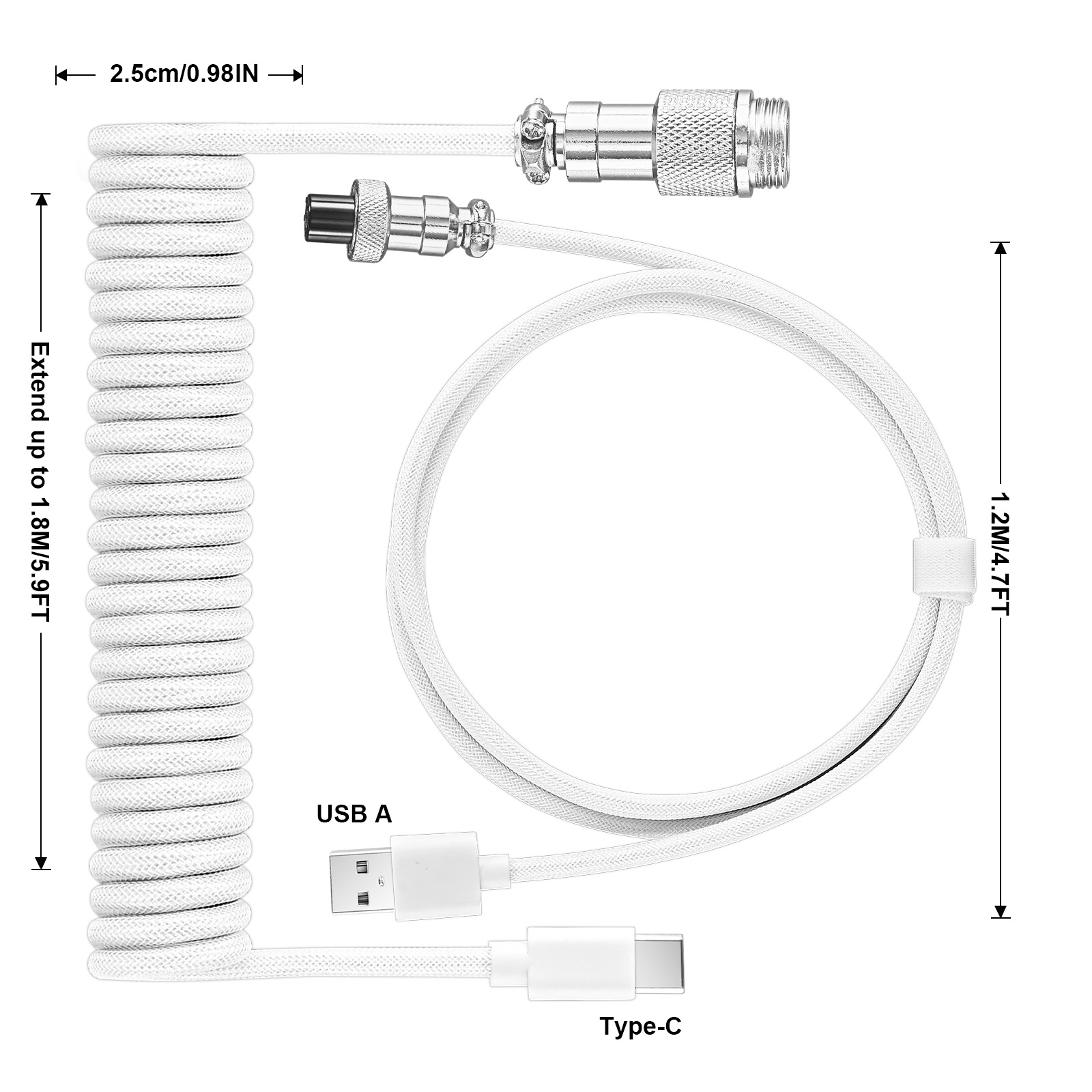 Câble USB Type C pour clavier  - Coiled Usb Cable avis et prix