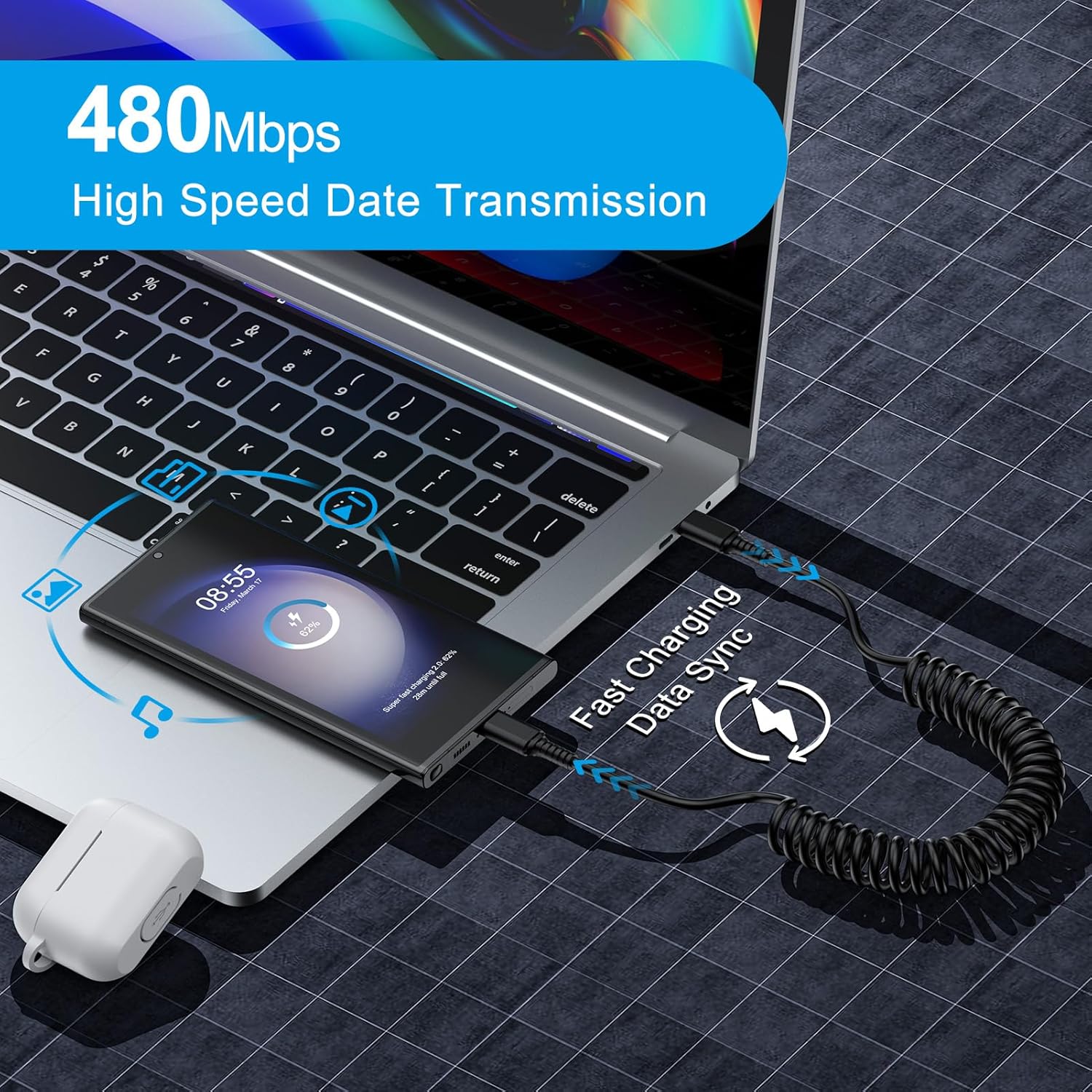 Câble Android Auto USB C vers  - Coiled Usb Cable avis et prix